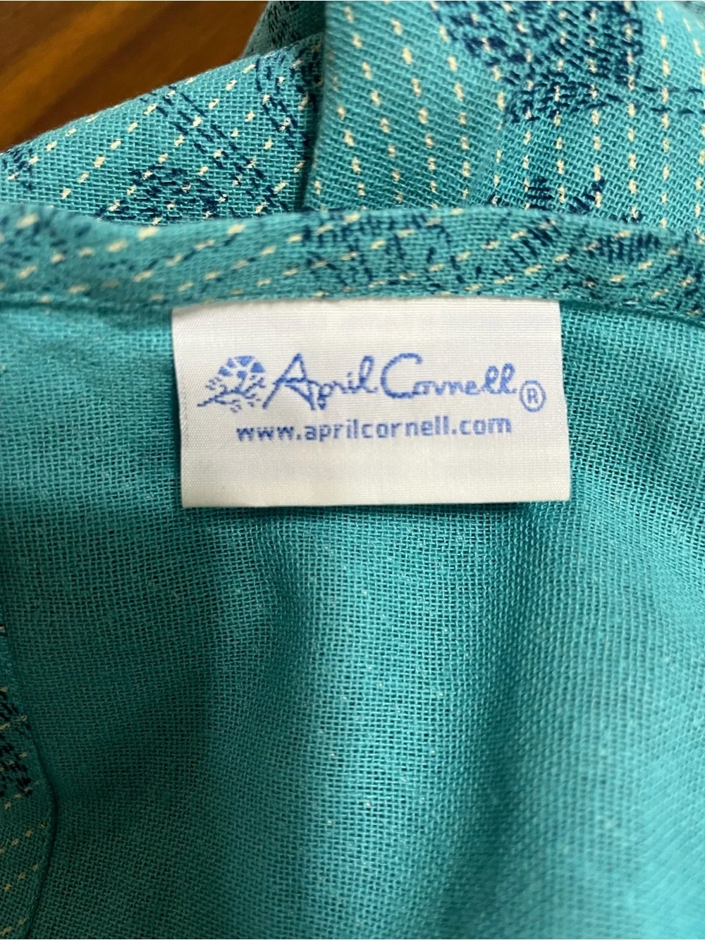 April Cornell Teal 100% Cotton Dinner Napkins